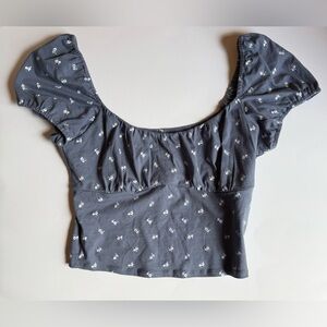Hollister Charcoal Floral Blouse